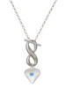 Silver Plated Large March - Hot Blue Crystal Heart - Custom Engraved Infinity Toggle Necklace: Personalized Jewelry Gift - Names, Initials, Dates, Bible Verses