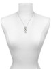 Silver Plated Large April - Clear Crystal Heart - Custom Engraved Infinity Toggle Necklace