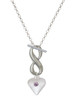 Silver Plated Large Light Purple Crystal Heart - Custom Engraved Infinity Toggle Necklace: Personalized Jewelry Gift - Names, Initials, Dates, Bible Verses
