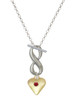 Gold-tone Large Maroon Crystal Heart - Custom Engraved Infinity Toggle Necklace: Personalized Jewelry Gift - Names, Initials, Dates, Bible Verses