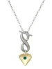 Gold-tone Large Green Crystal Heart - Custom Engraved Infinity Toggle Necklace: Personalized Jewelry Gift - Names, Initials, Dates, Bible Verses