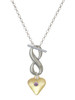 Gold-tone Large Light Purple Crystal Heart - Custom Engraved Infinity Toggle Necklace: Personalized Jewelry Gift - Names, Initials, Dates, Bible Verses