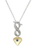 Gold-tone Large Blue Crystal Heart - Custom Engraved Infinity Toggle Necklace: Personalized Jewelry Gift - Names, Initials, Dates, Bible Verses