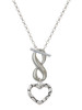 Silver Plated Open Pebble Heart - Custom Engraved Infinity Toggle Necklace: Personalized Jewelry Gift - Names, Initials, Dates, Bible Verses