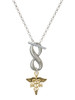 Gold-tone Registered Nurse Caduceus - Custom Engraved Infinity Toggle Necklace: Personalized Jewelry Gift - Names, Initials, Dates, Bible Verses