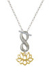 Gold-tone Lotus Outline - Custom Engraved Infinity Toggle Necklace: Personalized Jewelry Gift - Names, Initials, Dates, Bible Verses