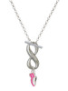 Silver Plated Mini Hot Pink Running Shoe - Custom Engraved Infinity Toggle Necklace: Personalized Jewelry Gift - Names, Initials, Dates, Bible Verses