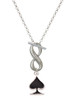 Silver Plated Card Suit - Black Spade - Custom Engraved Infinity Toggle Necklace: Personalized Jewelry Gift - Names, Initials, Dates, Bible Verses