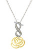 Gold-tone Large Rose Outline - Custom Engraved Infinity Toggle Necklace: Personalized Jewelry Gift - Names, Initials, Dates, Bible Verses