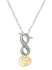 Gold-tone Small Rose Outline - Custom Engraved Infinity Toggle Necklace: Personalized Jewelry Gift - Names, Initials, Dates, Bible Verses