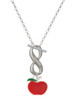 Silver Plated Small Red Apple - Custom Engraved Infinity Toggle Necklace: Personalized Jewelry Gift - Names, Initials, Dates, Bible Verses