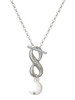Silver Plated Small Crescent Moon - Custom Engraved Infinity Toggle Necklace: Personalized Jewelry Gift - Names, Initials, Dates, Bible Verses