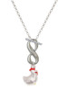 Silver Plated Chicken 3-D - Custom Engraved Infinity Toggle Necklace: Personalized Jewelry Gift - Names, Initials, Dates, Bible Verses
