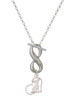 Silver Plated Chihuahua Silhouette Heart - Custom Engraved Infinity Toggle Necklace: Personalized Jewelry Gift - Names, Initials, Dates, Bible Verses