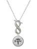 Silver Plated Domed Black BSM - Custom Engraved Infinity Toggle Necklace: Personalized Jewelry Gift - Names, Initials, Dates, Bible Verses