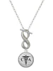Silver Plated Domed Black CDA - Custom Engraved Infinity Toggle Necklace: Personalized Jewelry Gift - Names, Initials, Dates, Bible Verses