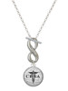 Silver Plated Domed Black CRNA - Custom Engraved Infinity Toggle Necklace: Personalized Jewelry Gift - Names, Initials, Dates, Bible Verses