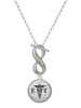 Silver Plated Domed Black EMT - Custom Engraved Infinity Toggle Necklace: Personalized Jewelry Gift - Names, Initials, Dates, Bible Verses