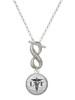 Silver Plated Domed Black LVT - Custom Engraved Infinity Toggle Necklace: Personalized Jewelry Gift - Names, Initials, Dates, Bible Verses