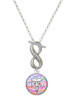 Silver Plated Domed Multi Color OTA - Custom Engraved Infinity Toggle Necklace: Personalized Jewelry Gift - Names, Initials, Dates, Bible Verses