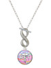 Silver Plated Domed Multi Color RVT - Custom Engraved Infinity Toggle Necklace: Personalized Jewelry Gift - Names, Initials, Dates, Bible Verses
