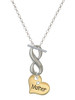 Gold-tone Large Mother Heart with Crystal - Custom Engraved Infinity Toggle Necklace: Personalized Jewelry Gift - Names, Initials, Dates, Bible Verses