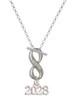 Silver Plated Horizontal Year 2028 - Custom Engraved Infinity Toggle Necklace: Personalized Jewelry Gift - Names, Initials, Dates, Bible Verses