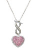 Silver Plated Large Rounded Light Pink Oktant Crystal Heart - Custom Engraved Infinity Toggle Necklace: Personalized Jewelry Gift - Names, Initials, Dates, Bible Verses