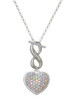 Silver Plated Large Rounded Clear AB Oktant Crystal Heart - Custom Engraved Infinity Toggle Necklace: Personalized Jewelry Gift - Names, Initials, Dates, Bible Verses