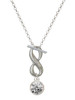10mm Clear Crystal Drop - Custom Engraved Infinity Toggle Necklace: Personalized Jewelry Gift - Names, Initials, Dates, Bible Verses