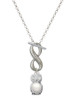 Silver Plated 3-D Imitation Pearl & Clear Crystal Owl - Custom Engraved Infinity Toggle Necklace: Personalized Jewelry Gift - Names, Initials, Dates, Bible Verses
