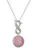 Silver Plated Large Super Sparkle Crystal Pink AB Softball - Custom Engraved Infinity Toggle Necklace: Personalized Jewelry Gift - Names, Initials, Dates, Bible Verses