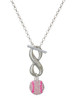Silver Plated Small Sparkle Pink AB Softball - Custom Engraved Infinity Toggle Necklace: Personalized Jewelry Gift - Names, Initials, Dates, Bible Verses