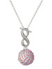 Silver Plated Large Super Sparkle Crystal Pink AB Volleyball - Custom Engraved Infinity Toggle Necklace: Personalized Jewelry Gift - Names, Initials, Dates, Bible Verses