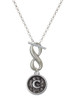 Silver Plated Antiqued Round Seal - Initial - C - Custom Engraved Infinity Toggle Necklace: Personalized Jewelry Gift - Names, Initials, Dates, Bible Verses
