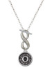 Silver Plated Antiqued Round Seal - Initial - O - Custom Engraved Infinity Toggle Necklace: Personalized Jewelry Gift - Names, Initials, Dates, Bible Verses