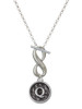 Silver Plated Antiqued Round Seal - Initial - Q - Custom Engraved Infinity Toggle Necklace: Personalized Jewelry Gift - Names, Initials, Dates, Bible Verses