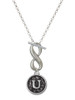 Silver Plated Antiqued Round Seal - Initial - U - Custom Engraved Infinity Toggle Necklace: Personalized Jewelry Gift - Names, Initials, Dates, Bible Verses