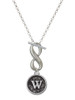 Silver Plated Antiqued Round Seal - Initial - W - Custom Engraved Infinity Toggle Necklace: Personalized Jewelry Gift - Names, Initials, Dates, Bible Verses