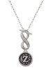 Silver Plated Antiqued Round Seal - Initial - Z - Custom Engraved Infinity Toggle Necklace: Personalized Jewelry Gift - Names, Initials, Dates, Bible Verses