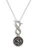 Silver Plated Nurse Caduceus Seal - CNA - Custom Engraved Infinity Toggle Necklace: Personalized Jewelry Gift - Names, Initials, Dates, Bible Verses