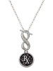 Silver Plated Medical Pharmacist Caduceus Seal - Rx - Custom Engraved Infinity Toggle Necklace: Personalized Jewelry Gift - Names, Initials, Dates, Bible Verses