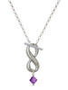 February - Purple Crystal Bicone - Custom Engraved Infinity Toggle Necklace: Personalized Jewelry Gift - Names, Initials, Dates, Bible Verses