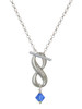 September - Blue Crystal Bicone - Custom Engraved Infinity Toggle Necklace: Personalized Jewelry Gift - Names, Initials, Dates, Bible Verses
