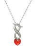 10mm Red Crystal Heart - Custom Engraved Infinity Toggle Necklace: Personalized Jewelry Gift - Names, Initials, Dates, Bible Verses