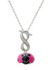 Resin Hot Pink & Black Ladybug Sweetie - Custom Engraved Infinity Toggle Necklace: Personalized Jewelry Gift - Names, Initials, Dates, Bible Verses