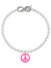 Acrylic Small Hot Pink Peace Sign - Custom Engraved Infinity Toggle Bracelet: Personalized Jewelry Gift - Names, Initials, Dates, Bible Verses