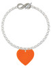 Acrylic 1" Orange Heart - Custom Engraved Infinity Toggle Bracelet: Personalized Jewelry Gift - Names, Initials, Dates, Bible Verses