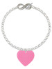 Acrylic 1" Hot Pink Heart - Custom Engraved Infinity Toggle Bracelet: Personalized Jewelry Gift - Names, Initials, Dates, Bible Verses
