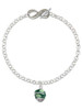 Silver Plated Lime Leaves on Green Band Spinner - Custom Engraved Infinity Toggle Bracelet: Personalized Jewelry Gift - Names, Initials, Dates, Bible Verses